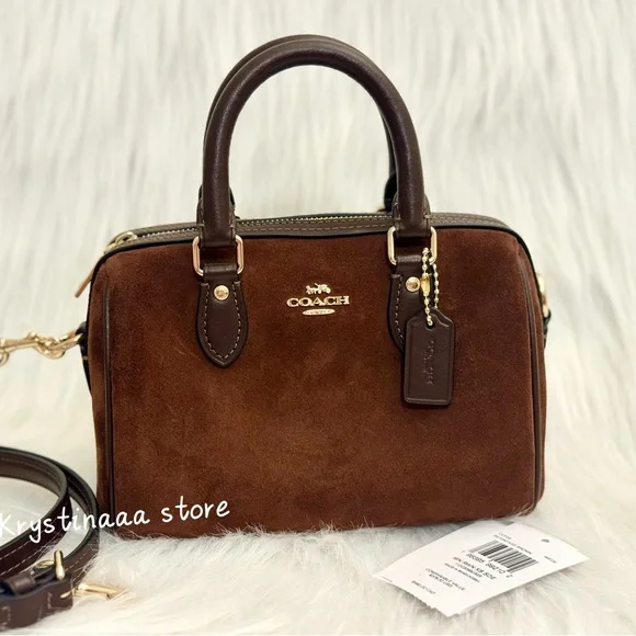 NWT Coach Mini Rowan Crossbody Bag CCF29 suede/Vintage Brown - Picture 7 of 16